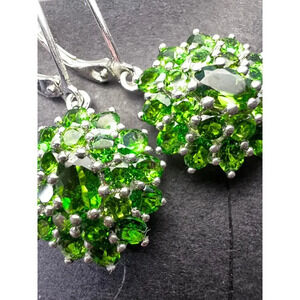 Chrome Diopside Lever Back Earrings in Platinum Over Sterling Silver 11.90 ctw